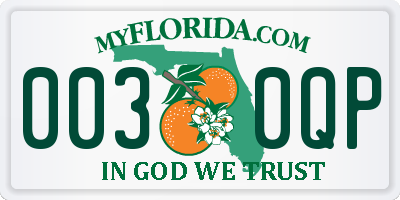FL license plate 0030QP