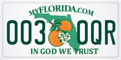 FL license plate 0030QR