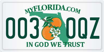 FL license plate 0030QZ