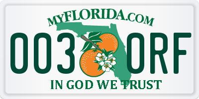 FL license plate 0030RF