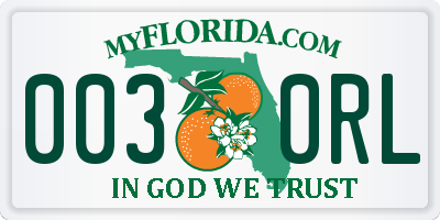 FL license plate 0030RL