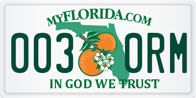 FL license plate 0030RM