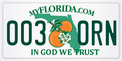 FL license plate 0030RN