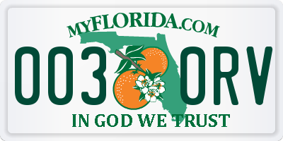 FL license plate 0030RV