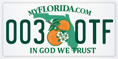 FL license plate 0030TF