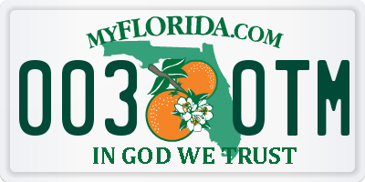 FL license plate 0030TM