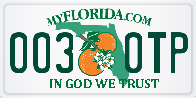 FL license plate 0030TP