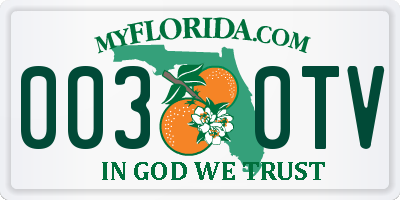 FL license plate 0030TV