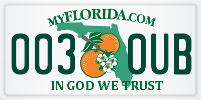 FL license plate 0030UB