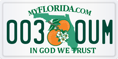 FL license plate 0030UM