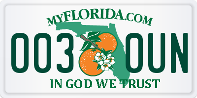 FL license plate 0030UN