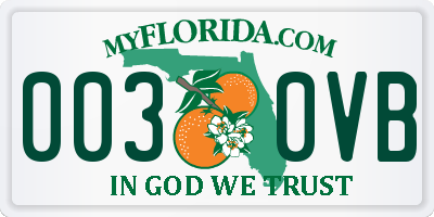 FL license plate 0030VB