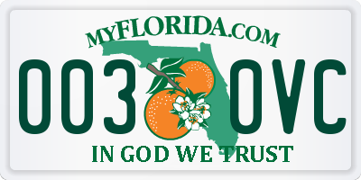 FL license plate 0030VC