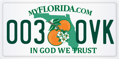 FL license plate 0030VK