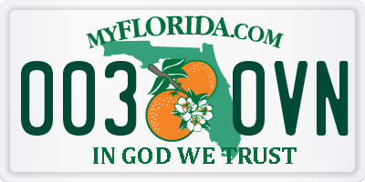 FL license plate 0030VN