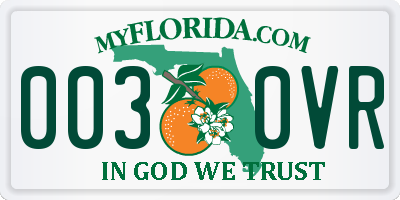 FL license plate 0030VR