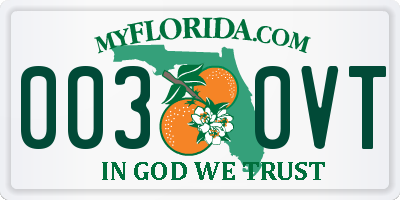 FL license plate 0030VT