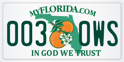 FL license plate 0030WS