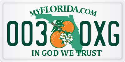 FL license plate 0030XG