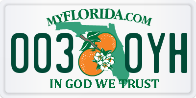 FL license plate 0030YH