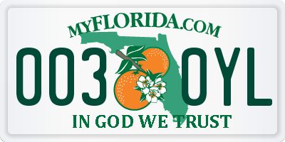FL license plate 0030YL