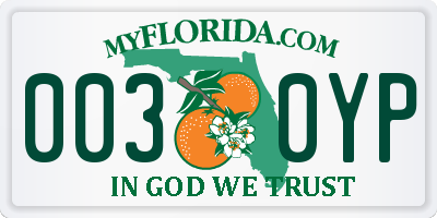 FL license plate 0030YP