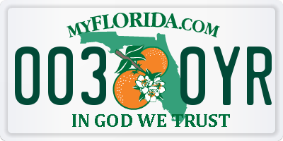 FL license plate 0030YR