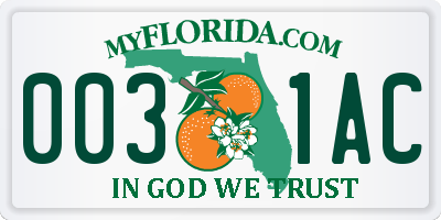 FL license plate 0031AC