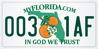 FL license plate 0031AF