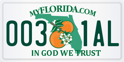 FL license plate 0031AL