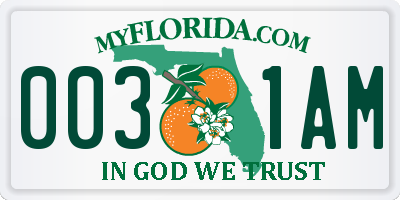 FL license plate 0031AM