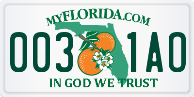 FL license plate 0031AO