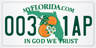 FL license plate 0031AP