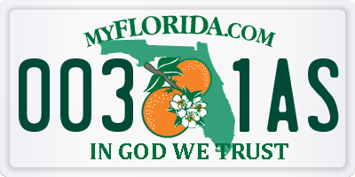 FL license plate 0031AS