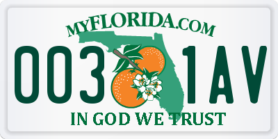 FL license plate 0031AV
