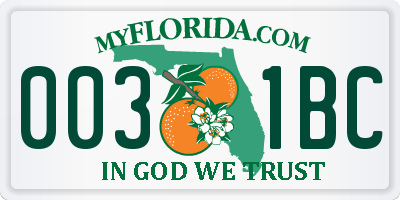 FL license plate 0031BC