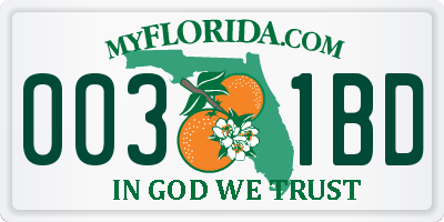 FL license plate 0031BD