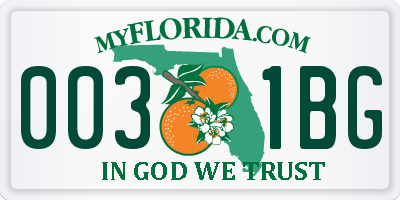 FL license plate 0031BG