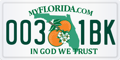 FL license plate 0031BK