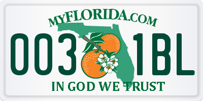 FL license plate 0031BL