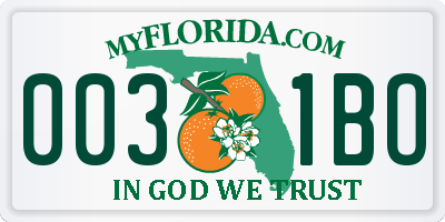 FL license plate 0031BO