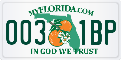 FL license plate 0031BP
