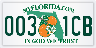 FL license plate 0031CB