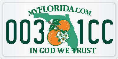 FL license plate 0031CC