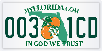 FL license plate 0031CD