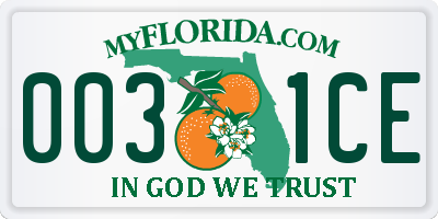 FL license plate 0031CE
