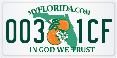 FL license plate 0031CF