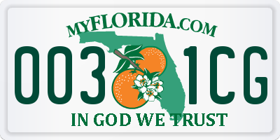 FL license plate 0031CG