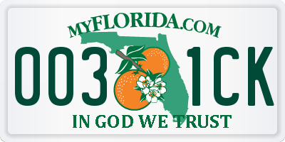 FL license plate 0031CK