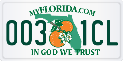 FL license plate 0031CL